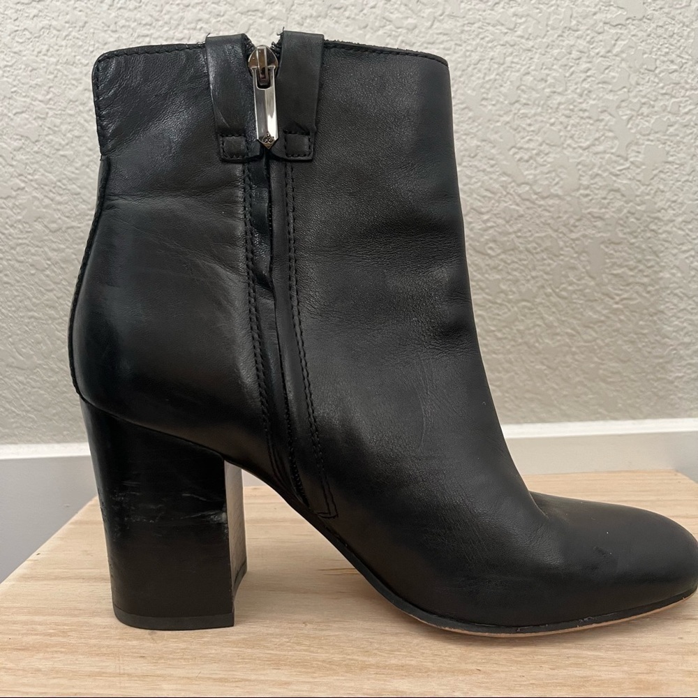 Sam Edelman Black Leather Fairfield Block Heel Booties 7